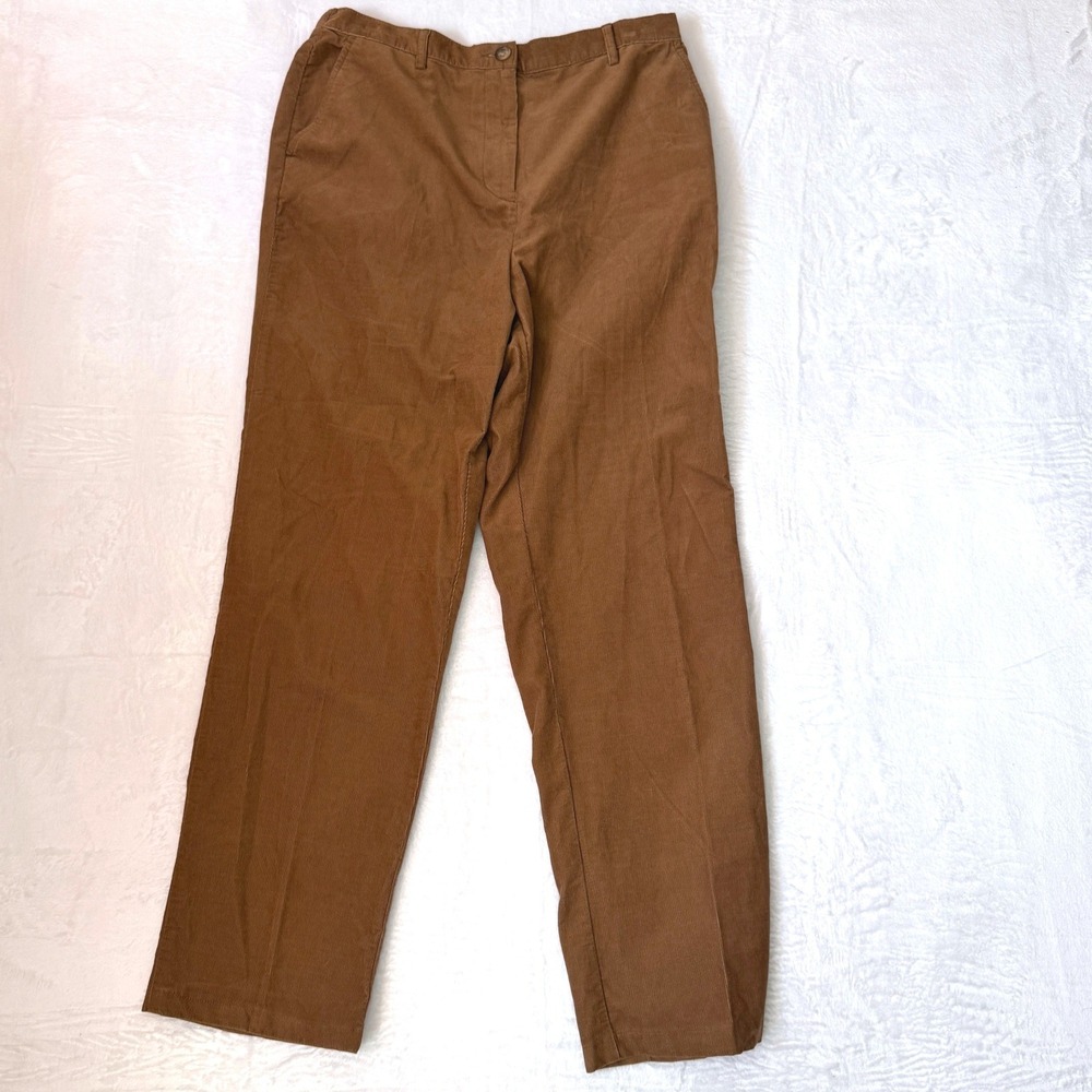 LANDS' END Womens‎ Brown Corduroy Pull On Straight Leg Pant SZ 12